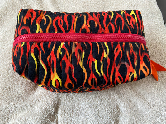 Flame Print Makeup Bag